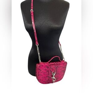 Rebecca Minkoff Pink Black Snakeskin Crossbody Mini Leather Bag NWOT New